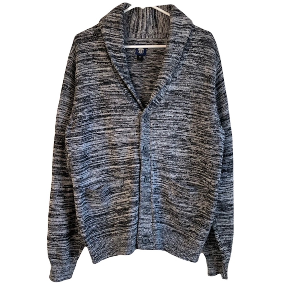 🌀 Men’s Space-Dyed Shawl Collar Button Cardigan